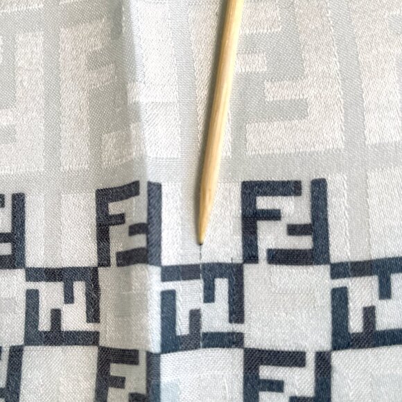 Vintage Fendi Cotton Scarf with Embroidered Logo - Picture 11 of 13